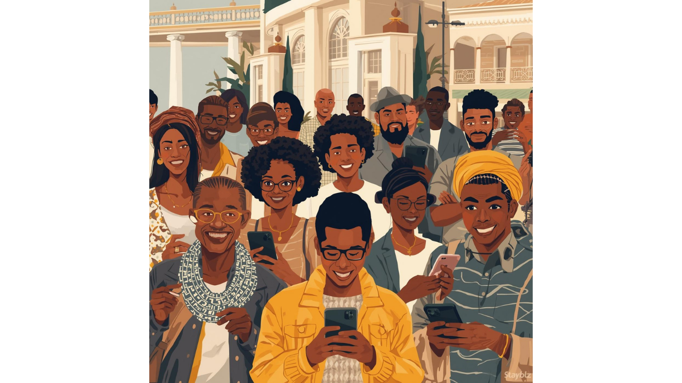 Diverse community of people connecting